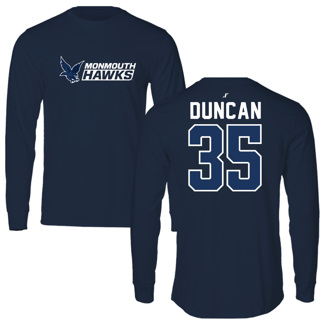 Monmouth University Lacrosse Navy General Long Sleeve - #35 Conor Duncan