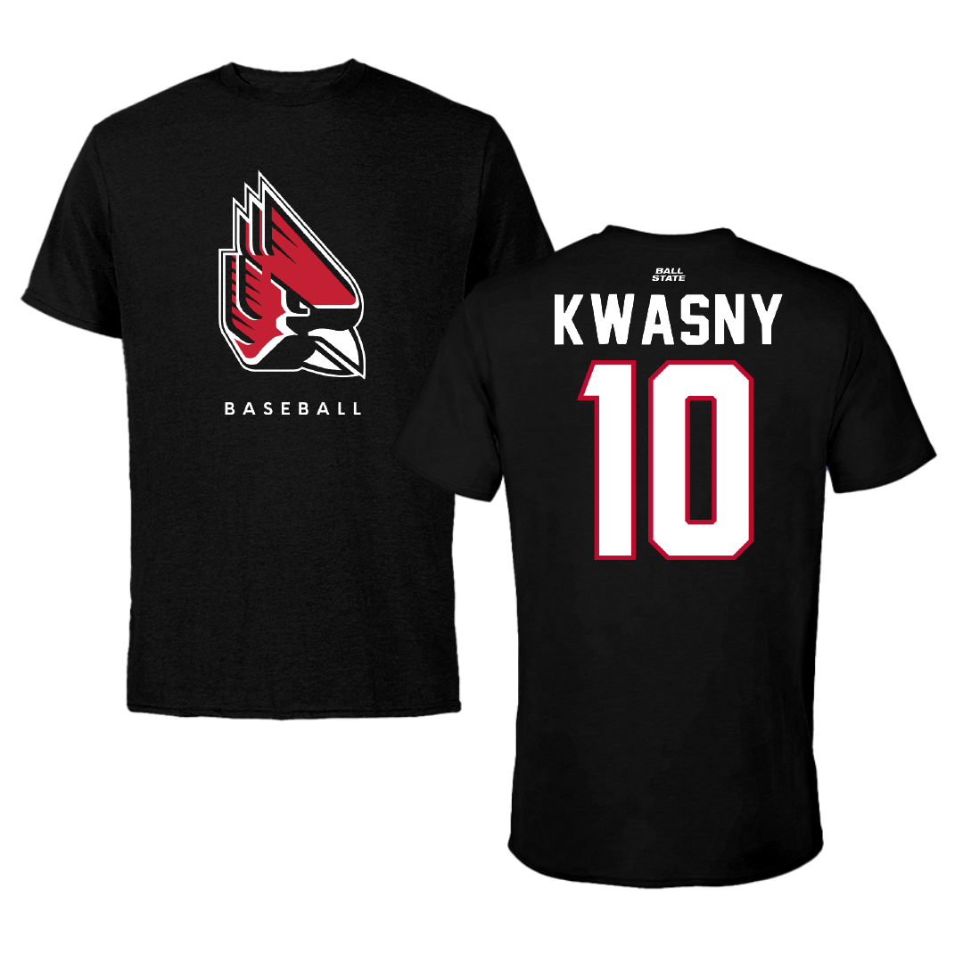 Ball State University Baseball Black Performance Tee - #10 Zach Kwasny