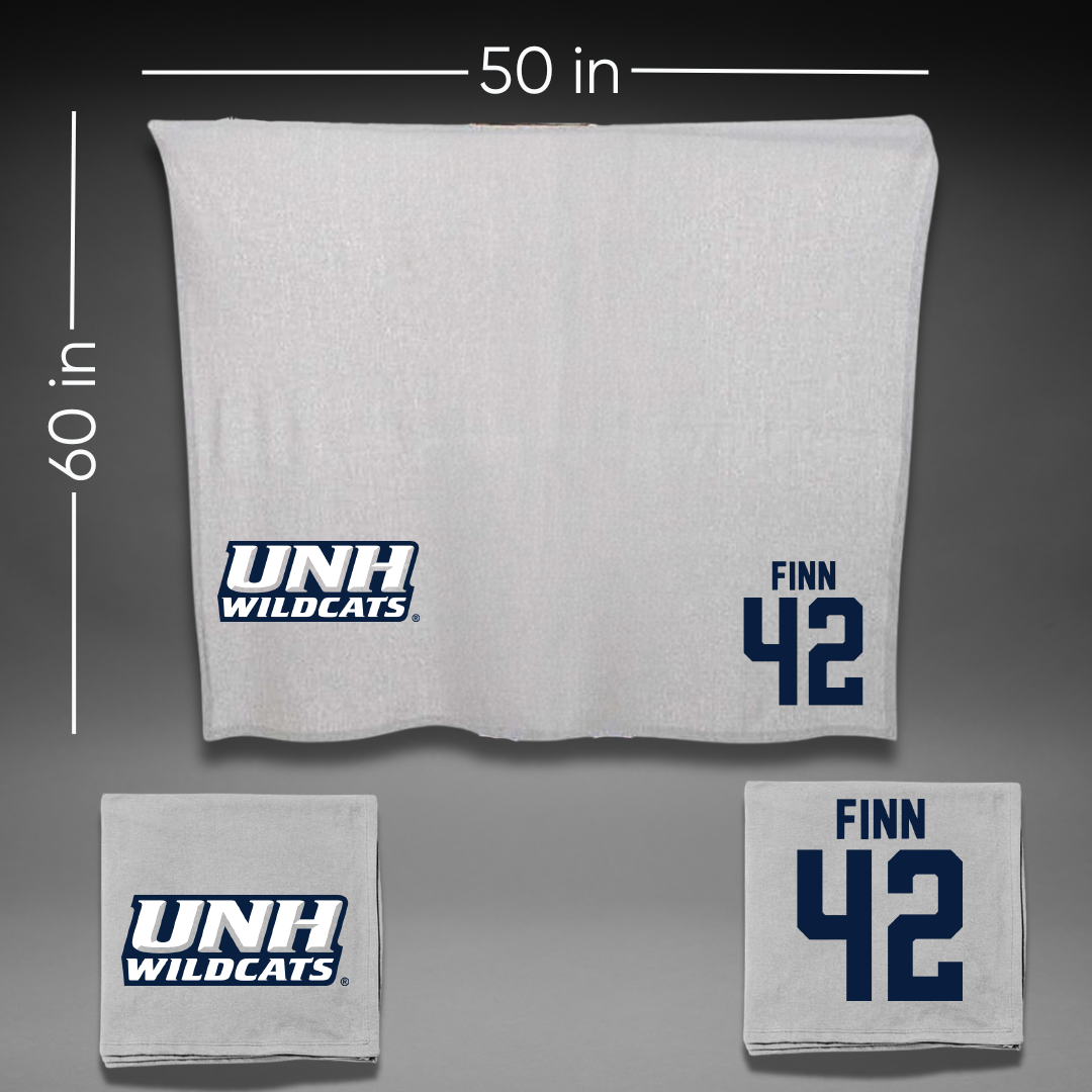University of New Hampshire Soccer Gray Blanket - #42 Elizabeth Finn
