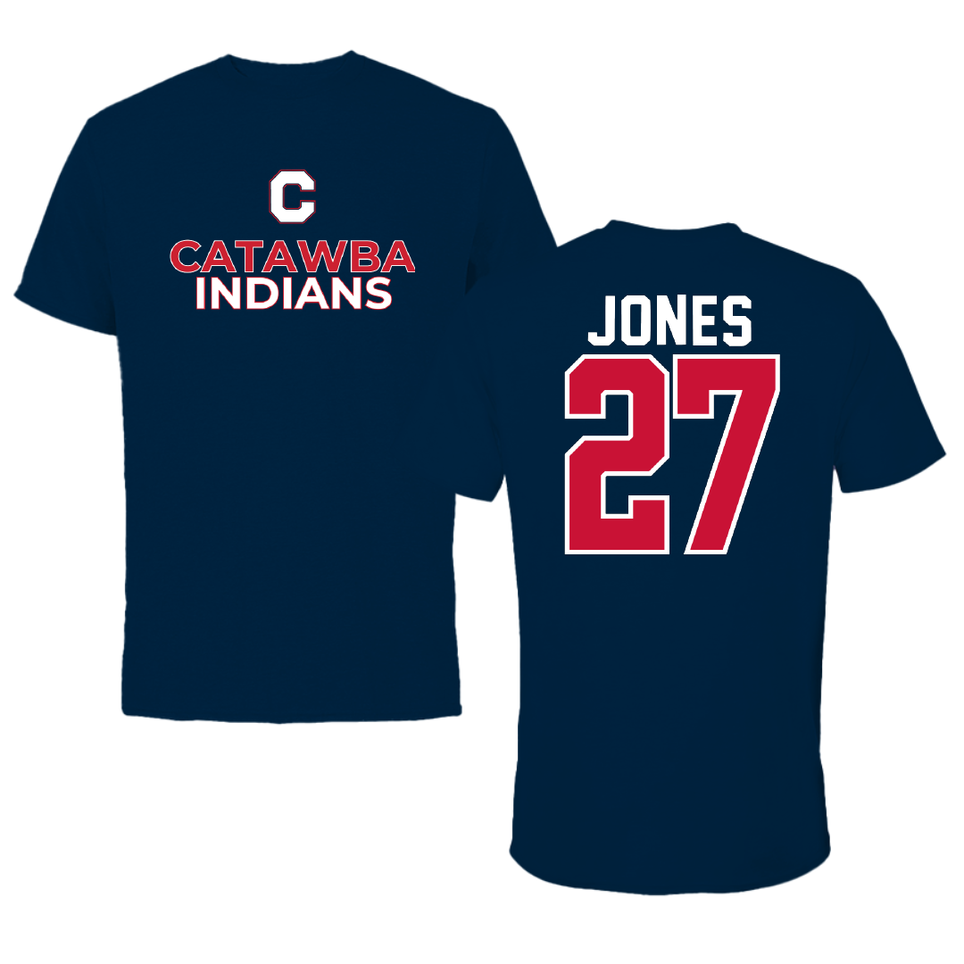 Catawba College Soccer Navy Performance Tee - #27 Trey Jones