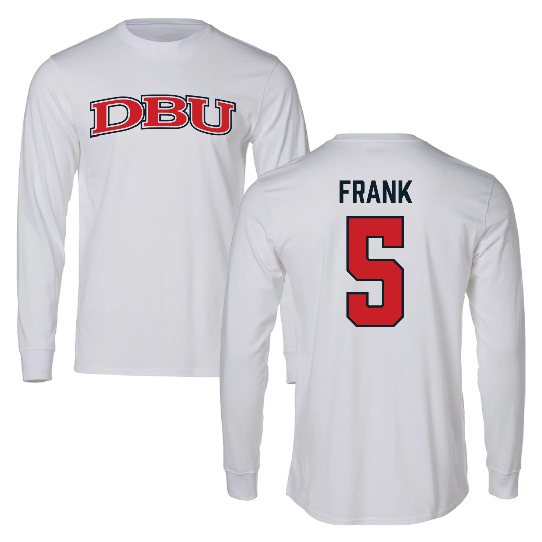 Dallas Baptist University Basketball White Performance Long Sleeve - #5 Trevor Frank