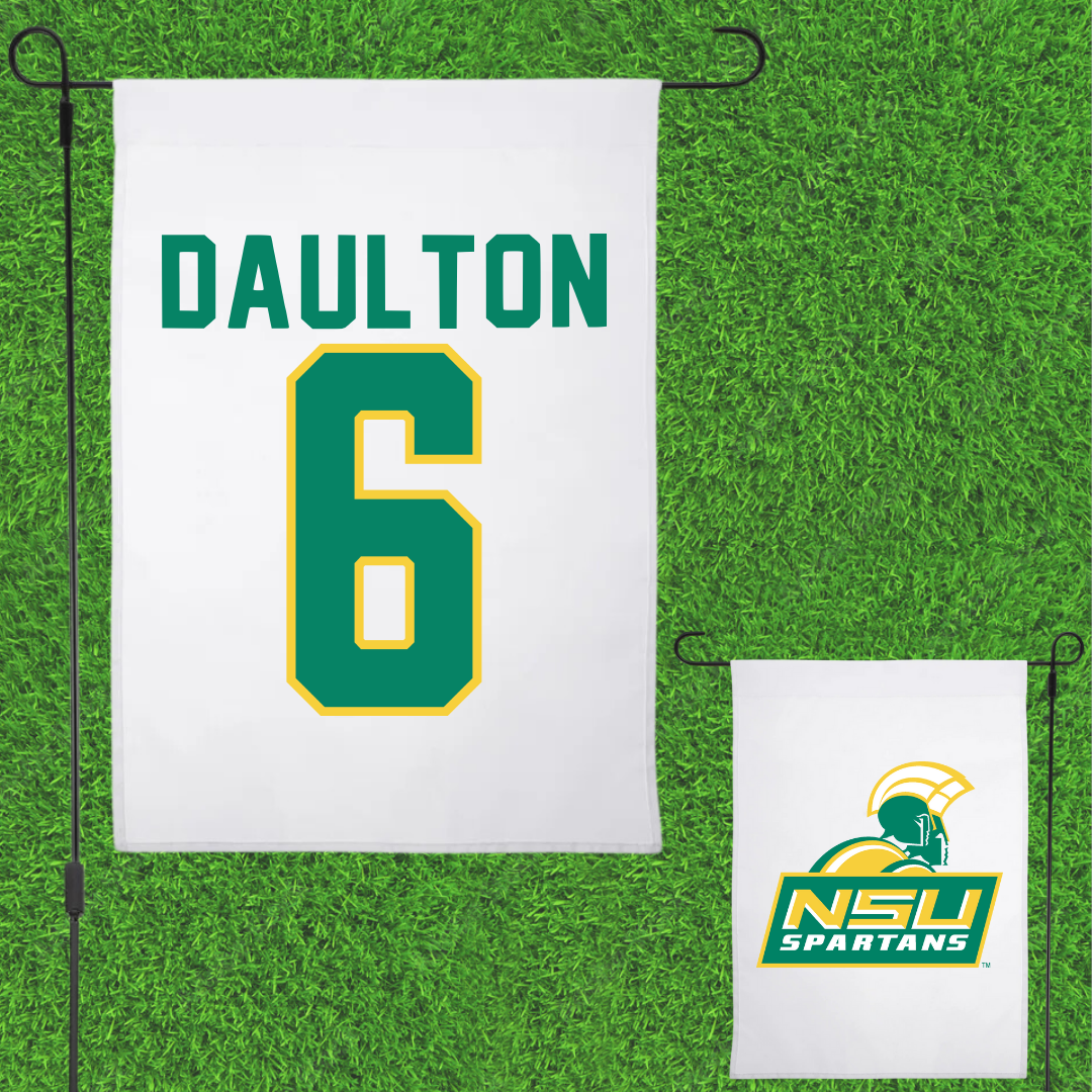 Norfolk State University Baseball White Garden Flag - #6 Brayden Daulton