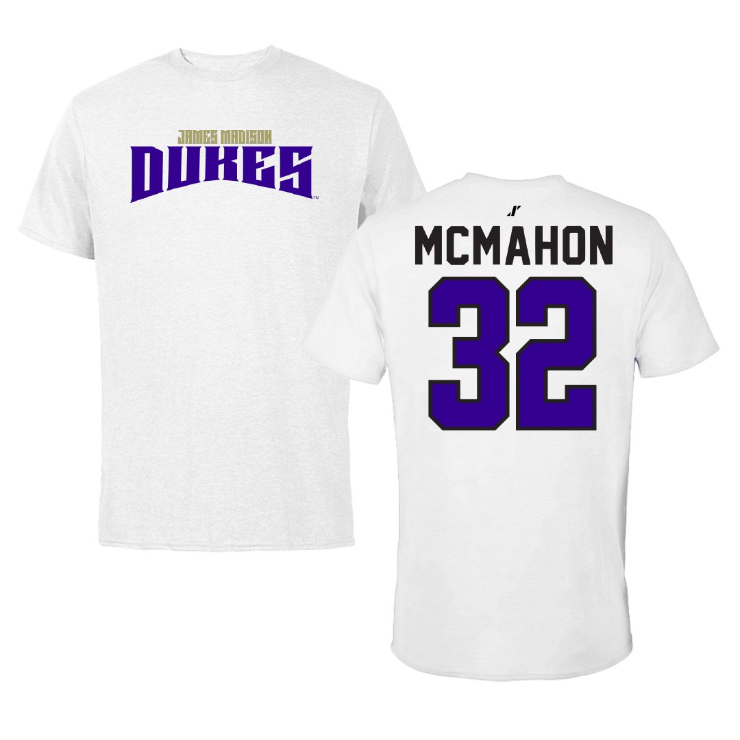 James Madison University Soccer White Classic Tee - #32 Ashley McMahon