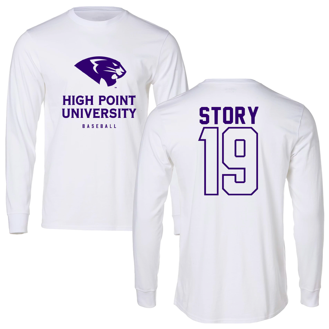 High Point University Baseball White Performance Long Sleeve - #19 Dylan Story