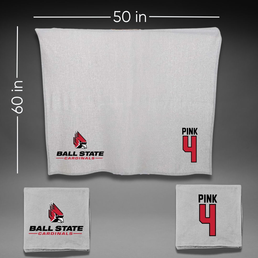 Ball State University Volleyball Gray Blanket - #4 Xander Pink