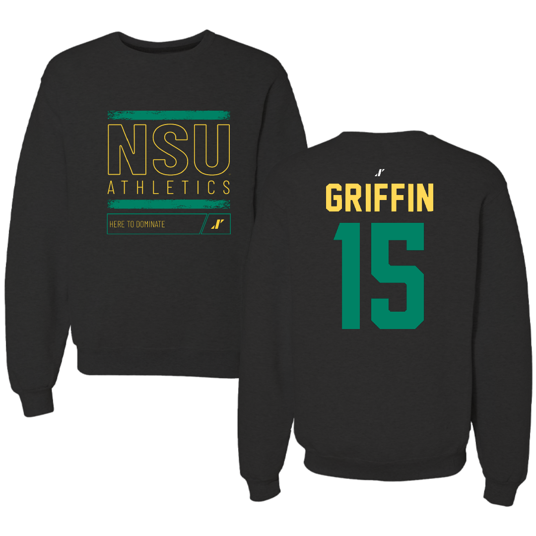 Norfolk State University Football Black Dominate Crewneck - #15 Jordan Griffin