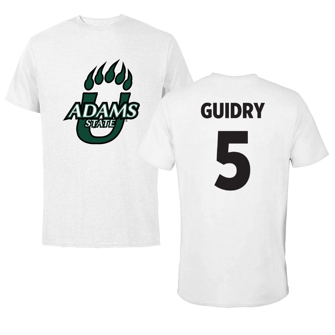 Adams State University Basketball White Performance Tee - #5 Jerrick Guidry