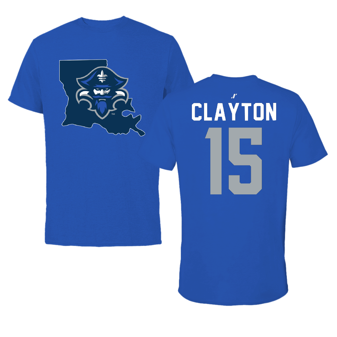 University of New Orleans Baseball Blue State Performance Tee - #15 Canaan Clayton