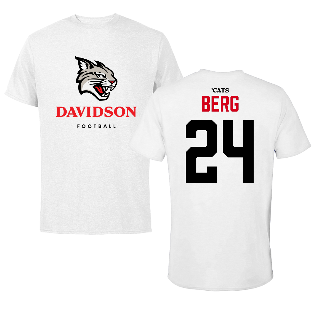 Davidson College Football White Tee - #24 Brodey Berg