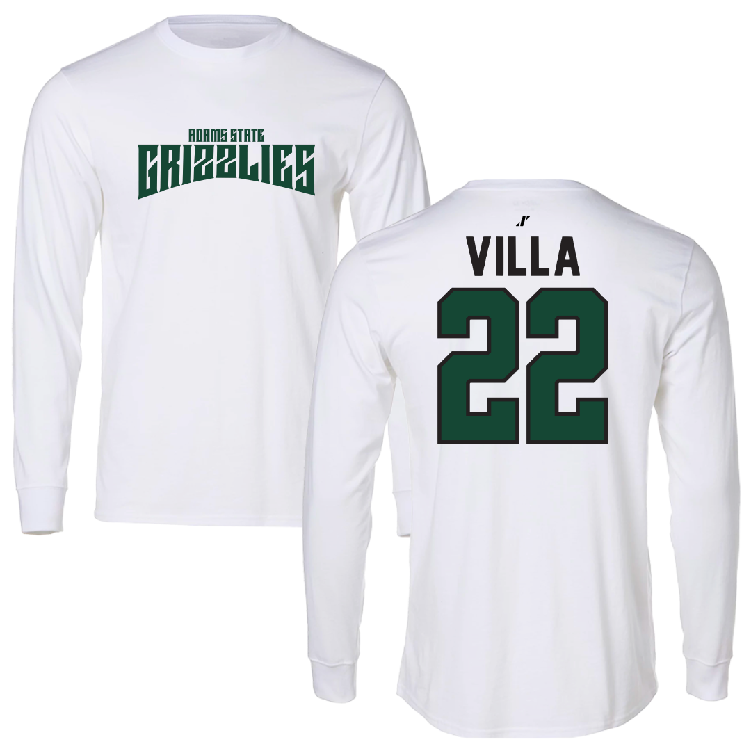 Adams State University Baseball White Classic Performance Long Sleeve - #22 Eric Villa