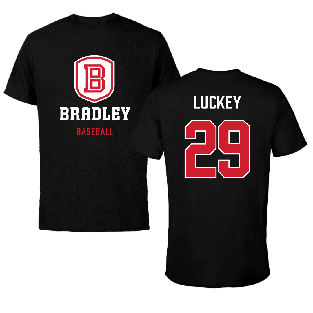 Bradley University Baseball Black Block Performance Tee - #29 Cole Luckey
