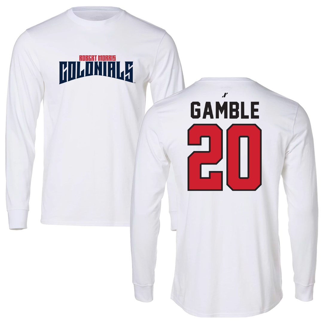Robert Morris University Soccer White Classic Performance Long Sleeve - #20 Shauna Gamble