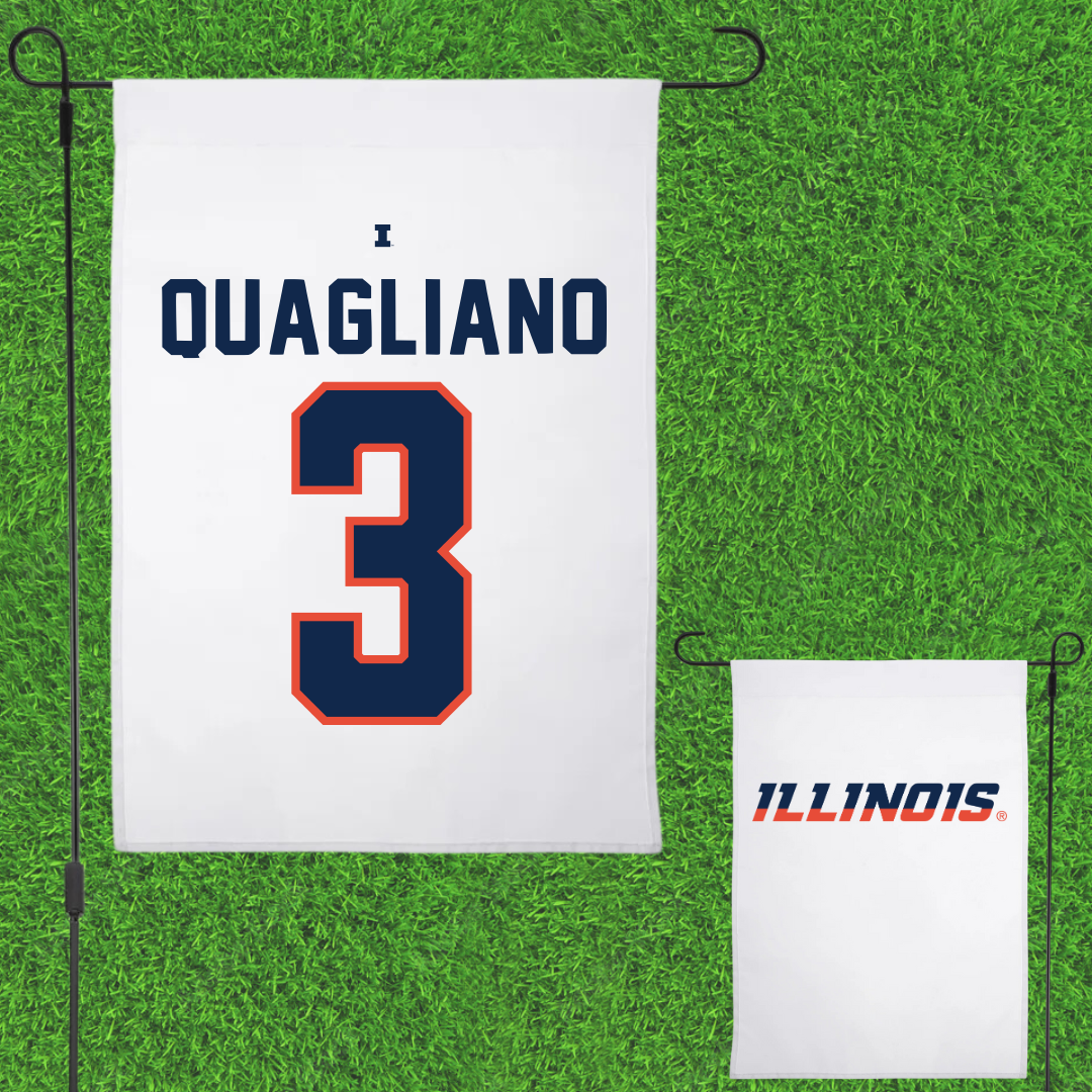 University of Illinois Baseball White Garden Flag - #3 Coltin Quagliano