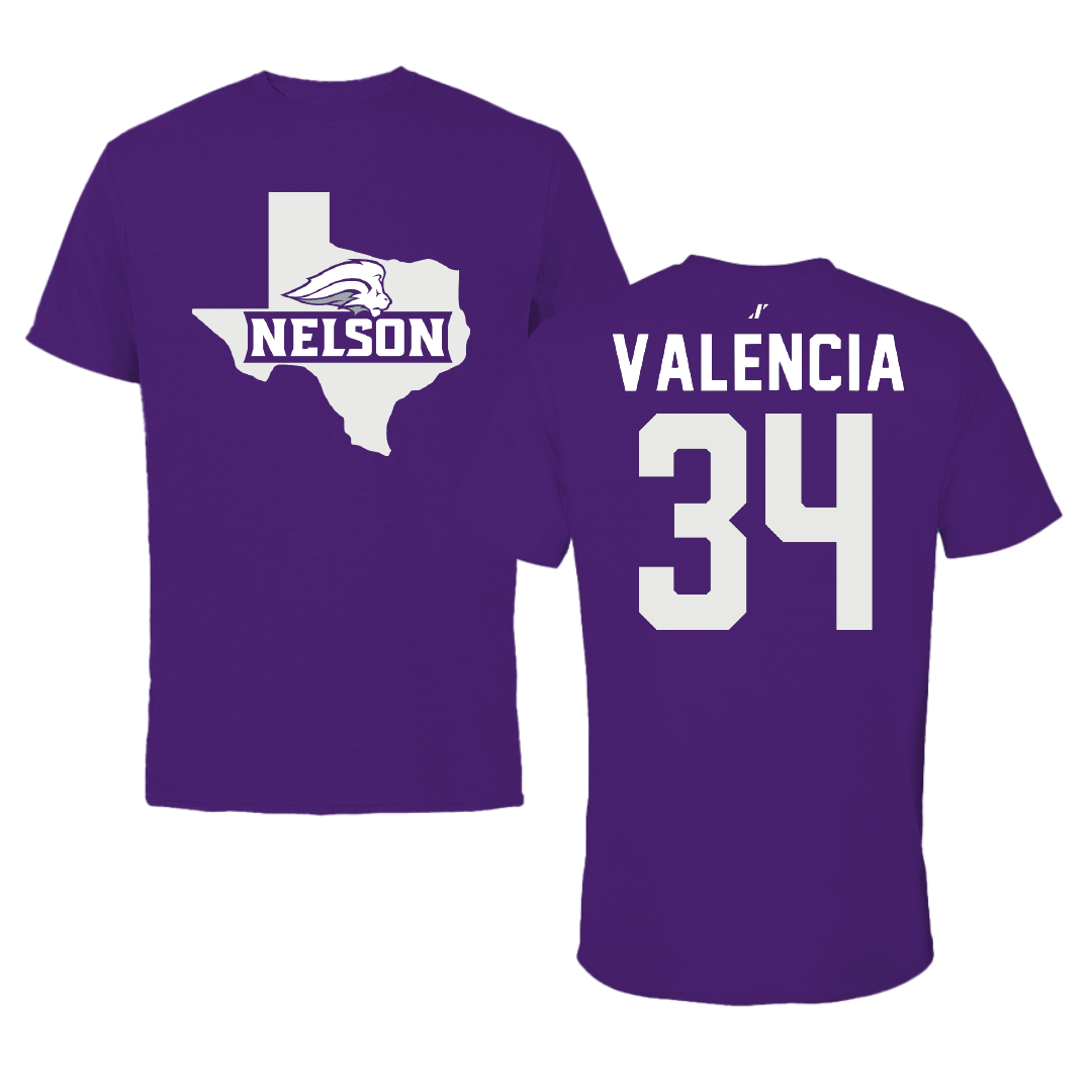 Nelson University Soccer Purple State Performance Tee - #34 Eli Valencia