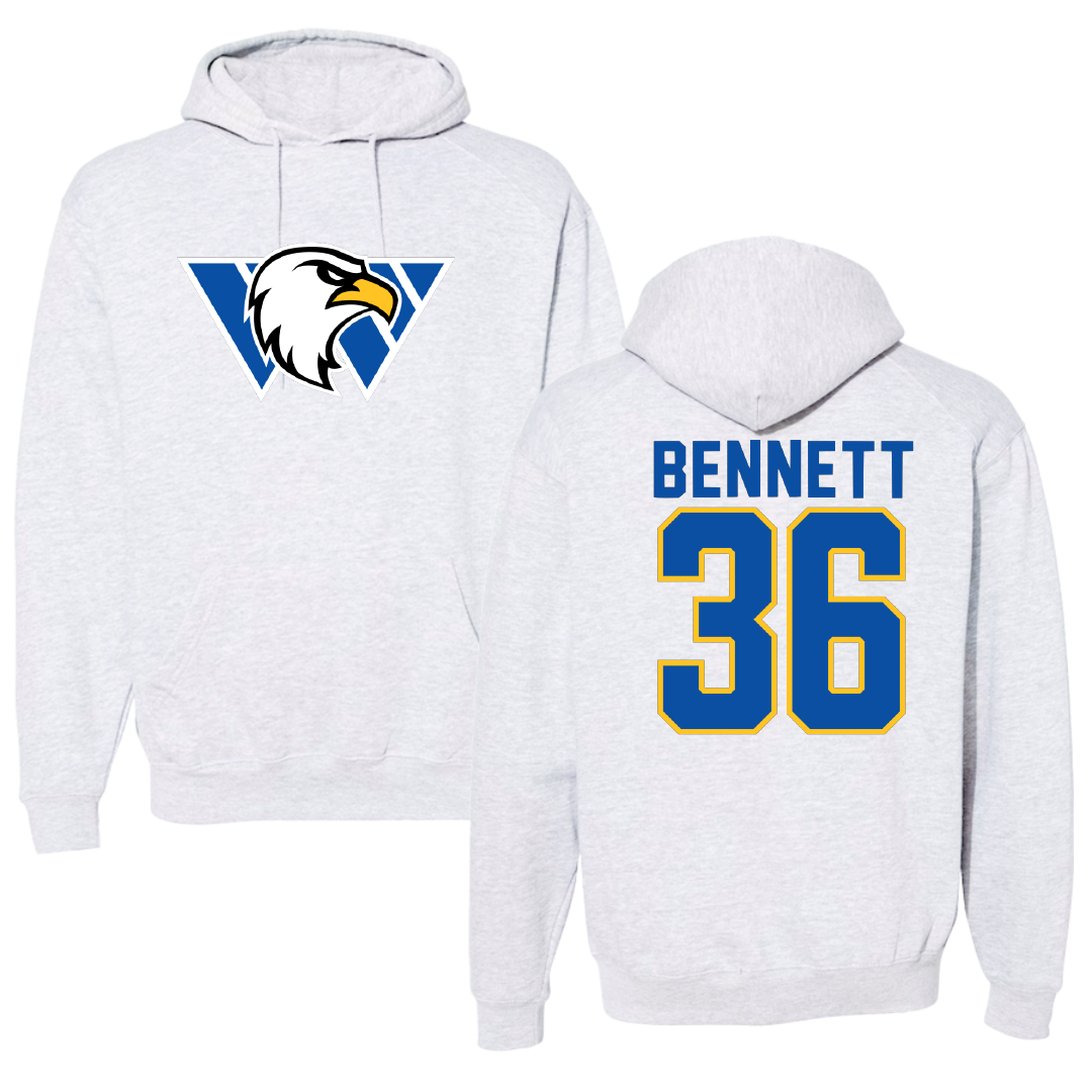 Williams Baptist University Baseball Light Gray Hoodie - #36 Benjamin Bennett