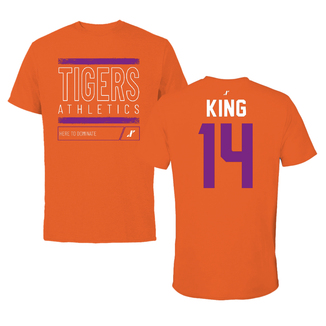 Edward Waters University Football Orange Dominate Tee - #14 Ande King