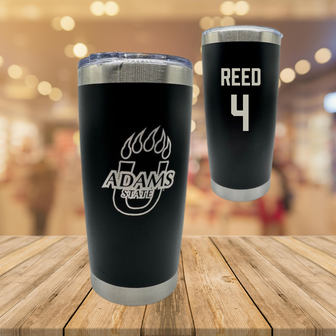 Adams State University Basketball Black Stainless Steel Tumbler - #4 Jaylin Reed