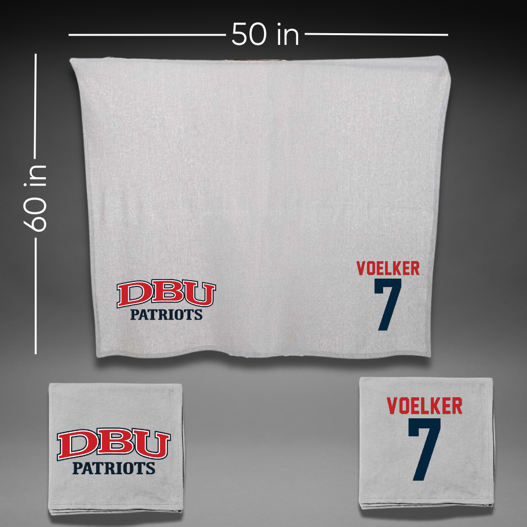Dallas Baptist University Soccer Gray Blanket - #7 Peyton Voelker