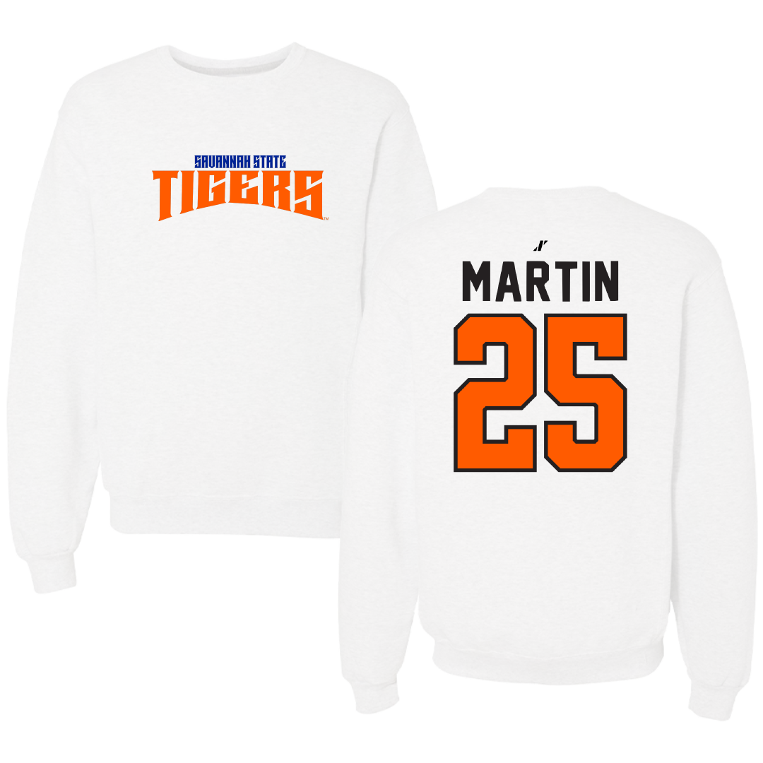 Savannah State University Softball White Classic Crewneck - #25 Madison Martin