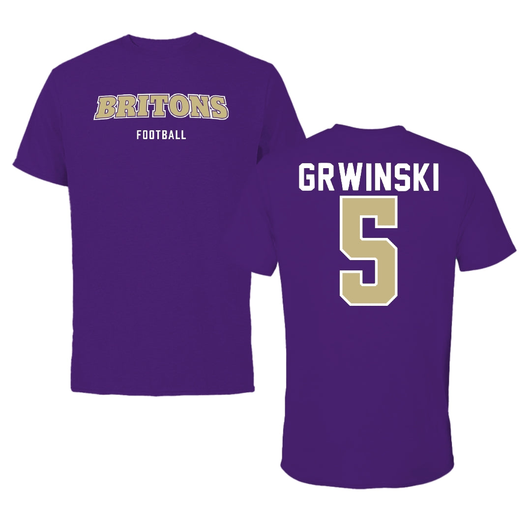 Albion College Football Purple Tee - #5 Logan Grwinski