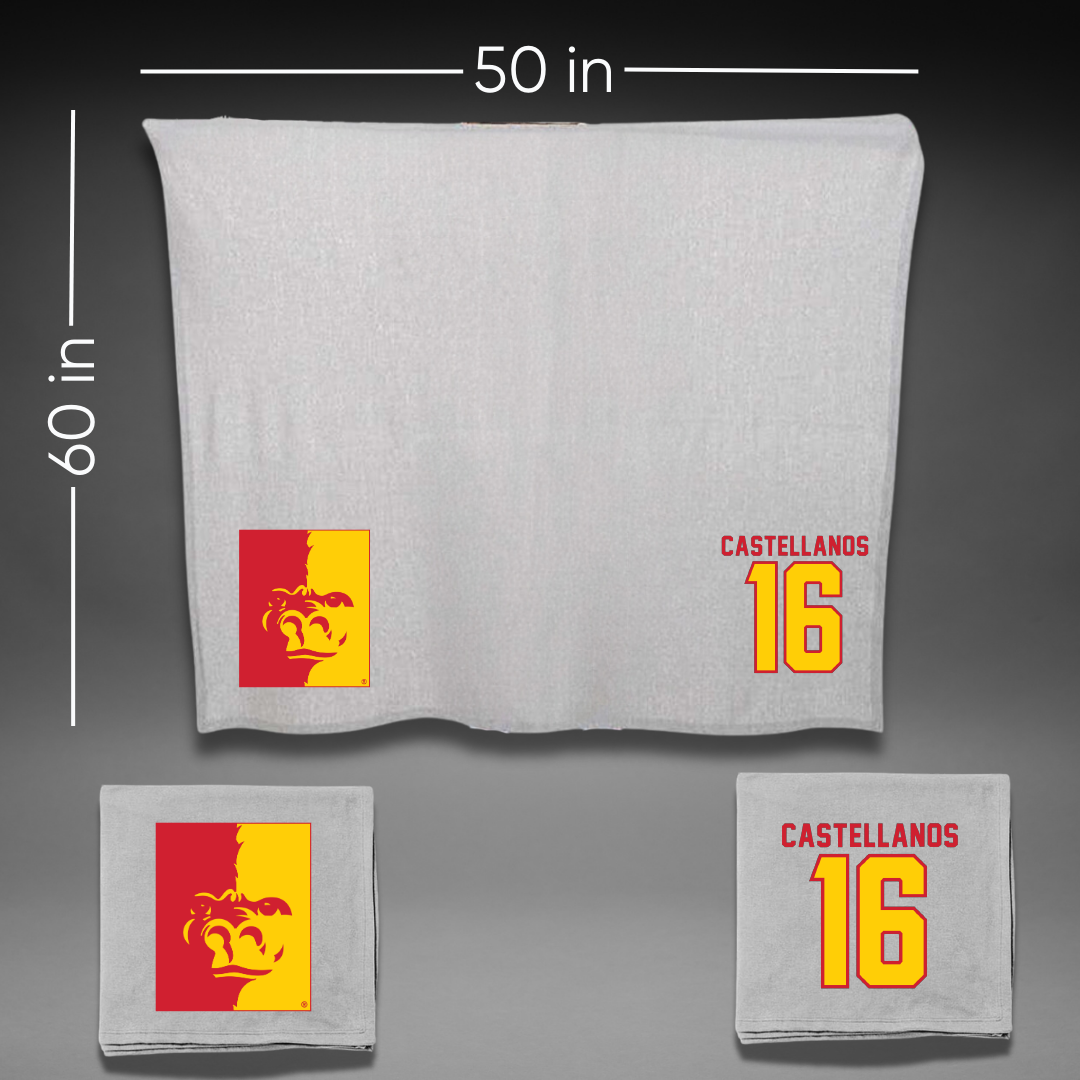 Pittsburg State University Baseball Gray Blanket - #16 Cayden Castellanos