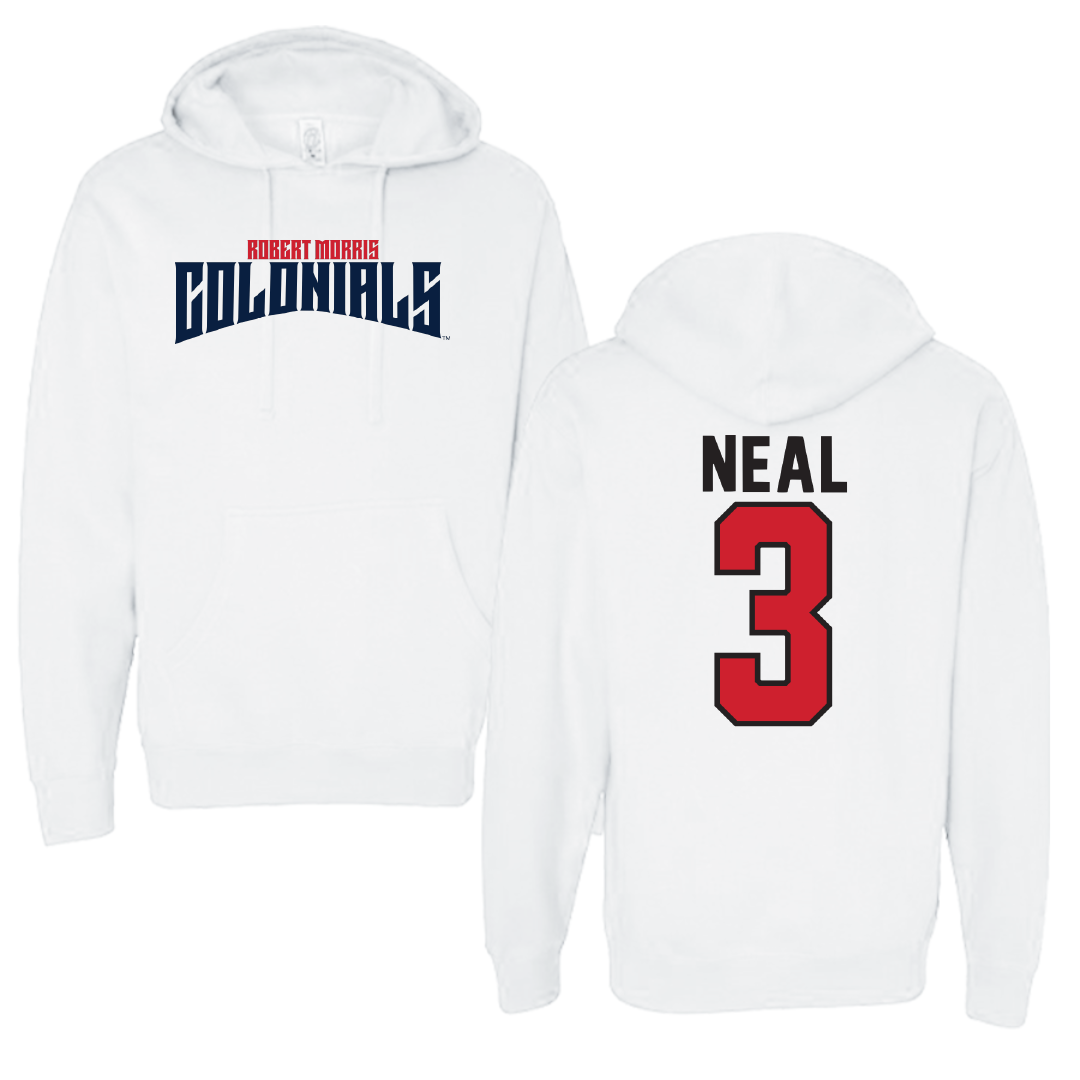 Robert Morris University Lacrosse White Classic Hoodie - #3 Torin Neal