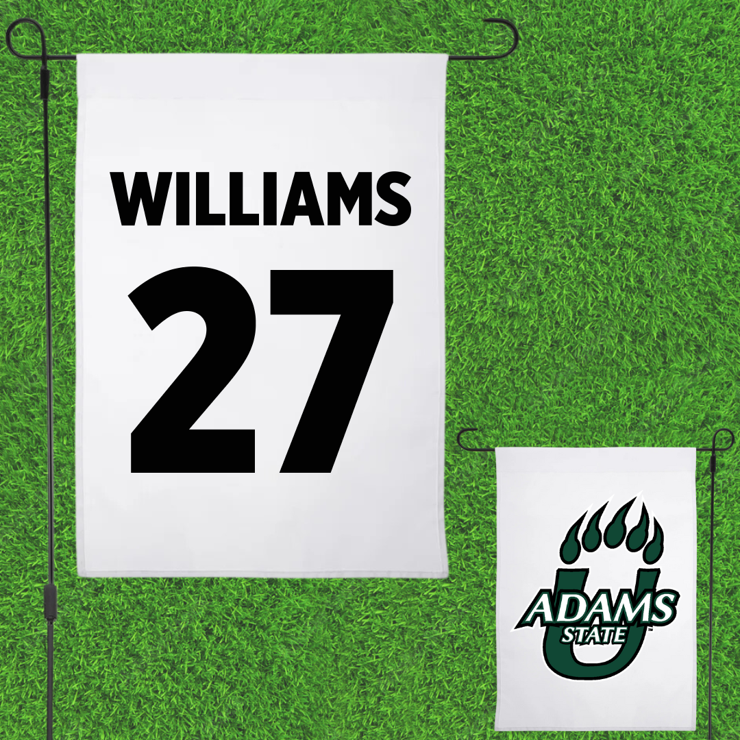 Adams State University Basketball White Garden Flag - #27 Destan Williams