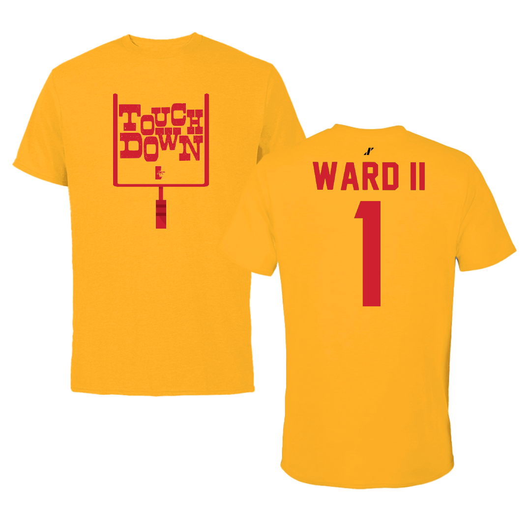 Pittsburg State University Football Gold Touchdown Tee - #1 Steven Ward II