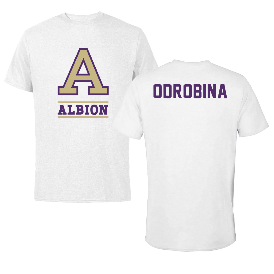 Albion College Wrestling White Tee - Cade Odrobina