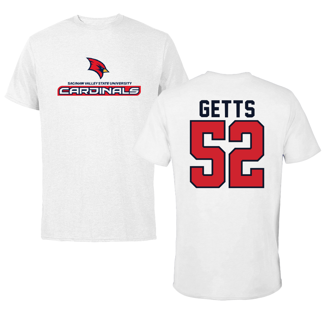 Saginaw Valley State University Baseball White Performance Tee - #52 Steven Getts