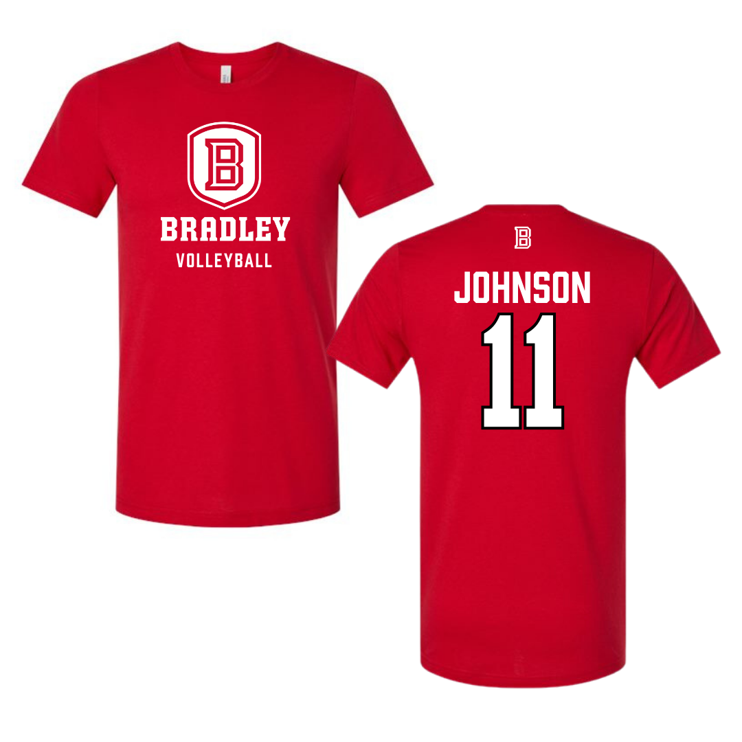 Bradley University Volleyball Red Performance Tee - #11 Abby Johnson