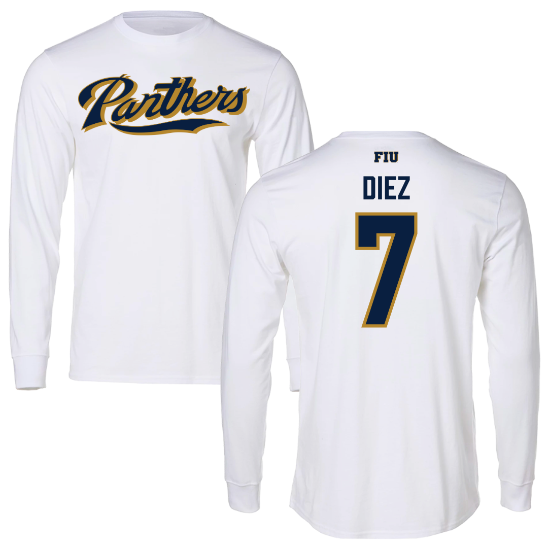 Florida International University Soccer White Panthers Long Sleeve - #7 Isabella Diez