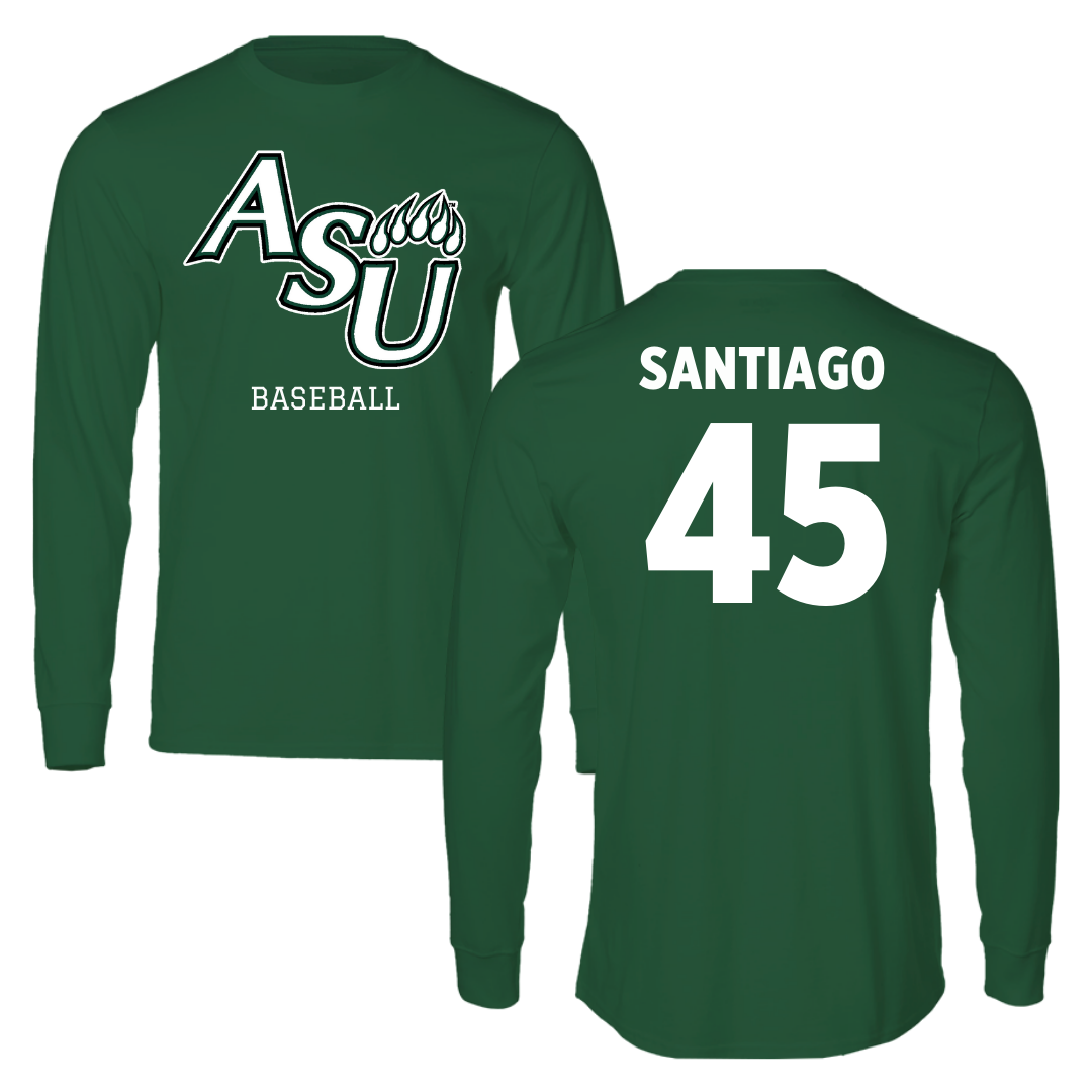 Adams State University Baseball Forest Green Block Performance Long Sleeve - #45 Ricardo Santiago