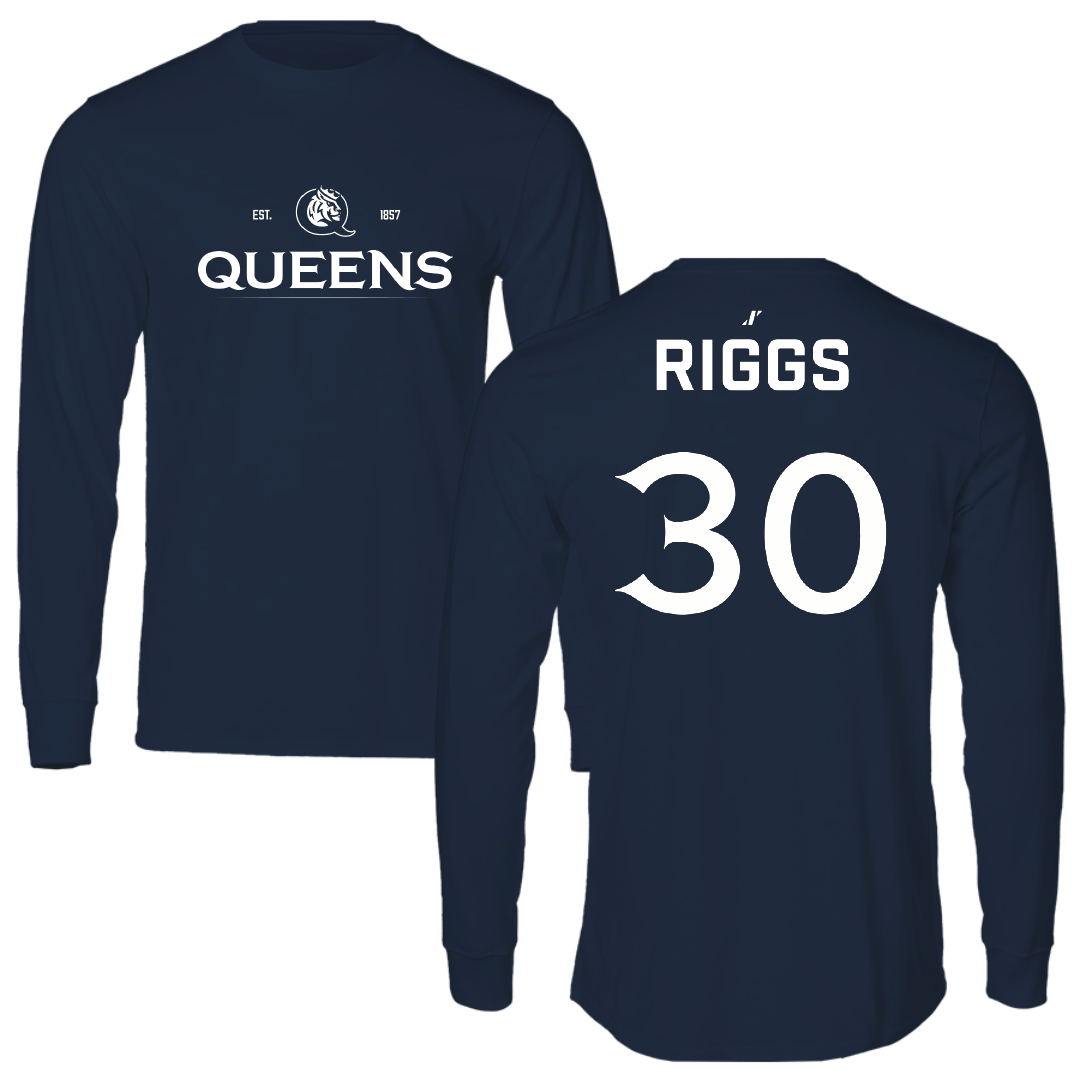 Queens University of Charlotte Baseball Navy General Performance Long Sleeve - #30 Tate Riggs