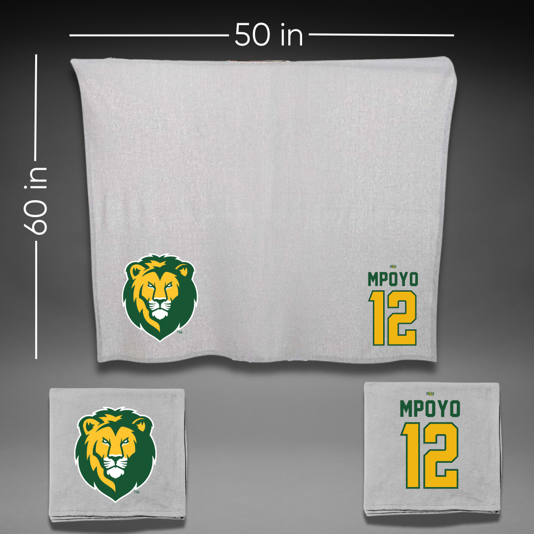 Southeastern Louisiana University Basketball Gray Blanket - #12 Joe Mpoyo
