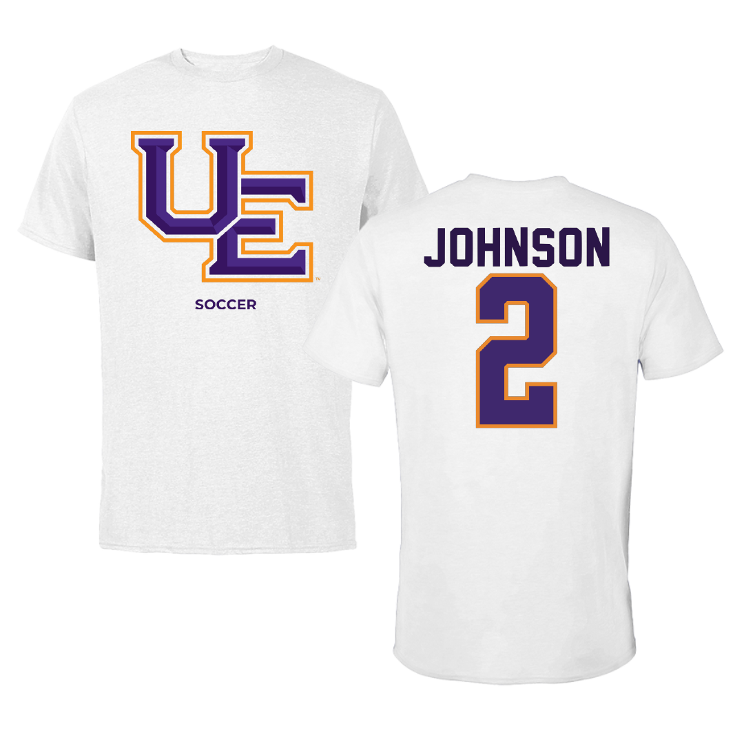 University of Evansville Soccer White Tee - #2 Taylor Johnson