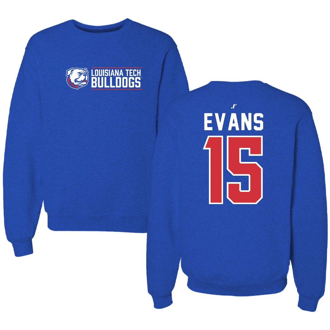 Louisiana Tech University Football Blue General Crewneck - #15 Jessie Evans