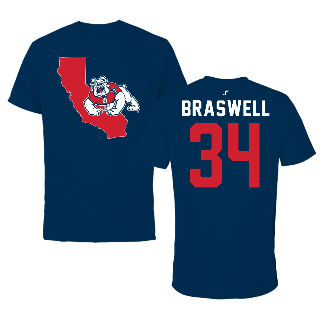 Fresno State University Softball Navy State Performance Tee - #34 Harleigh Braswell