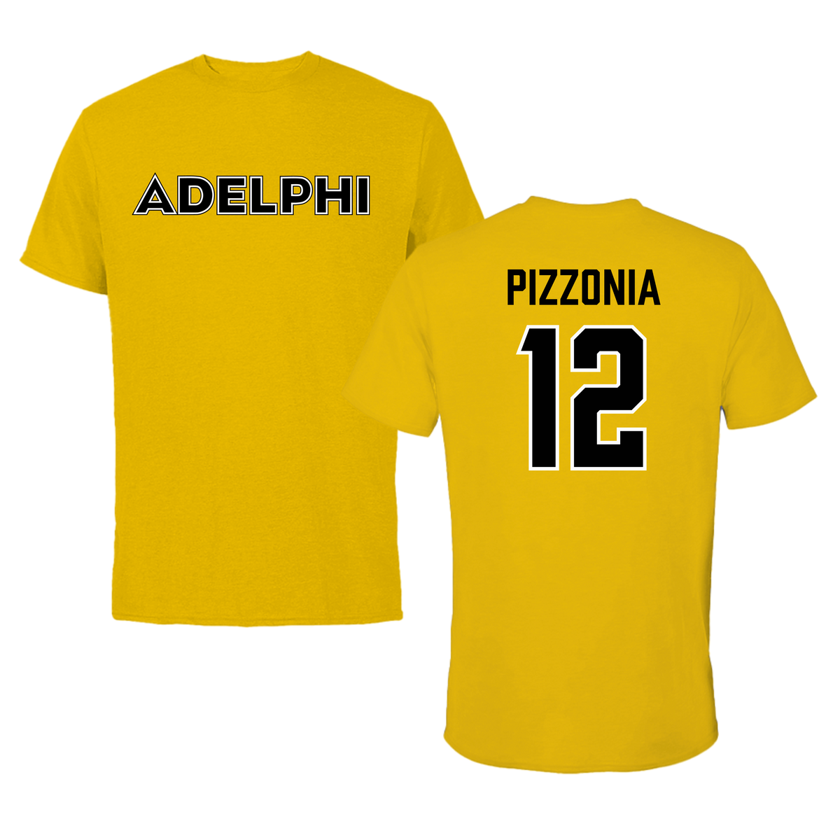 Adelphi University Baseball Gold Performance Tee - #12 Greyson Pizzonia