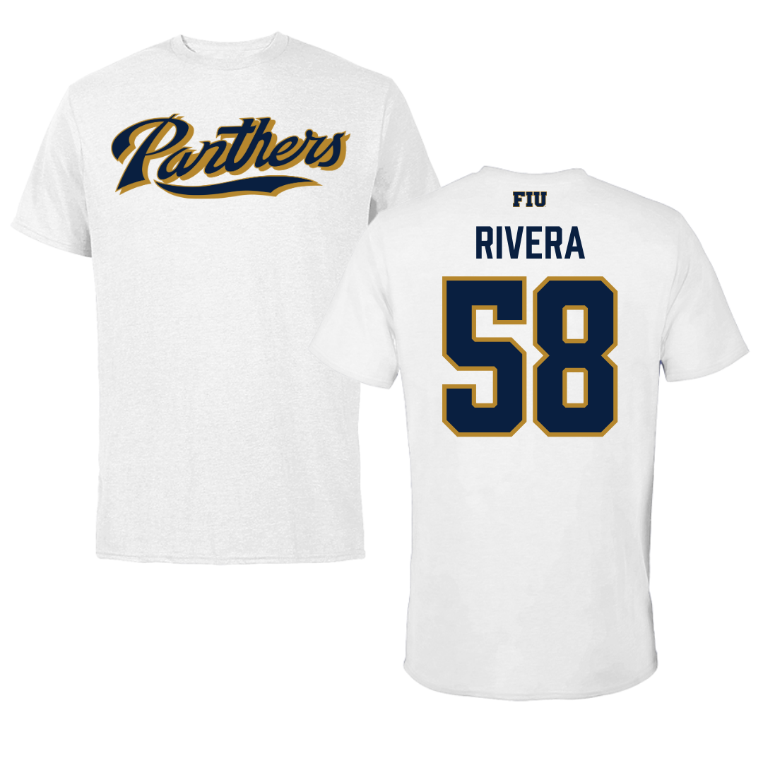 Florida International University Football White Performance Tee - #58 Ashton Rivera