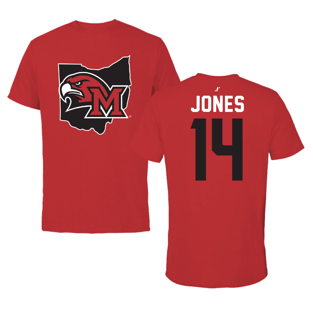 Miami University (Ohio) Football Red State Performance Tee - #14 Dshawntae Jones