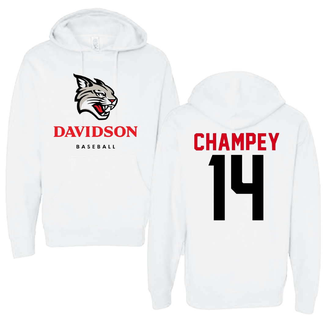 Davidson College Baseball White Hoodie - #14 Brycen Champey