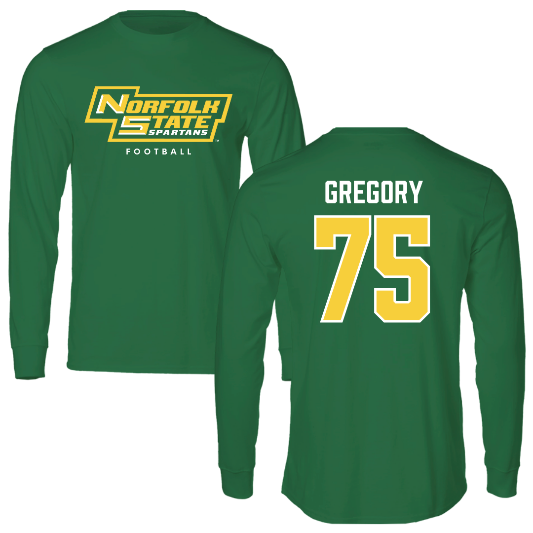 Norfolk State University Football Kelly Green Performance Long Sleeve - #75 Evan Gregory
