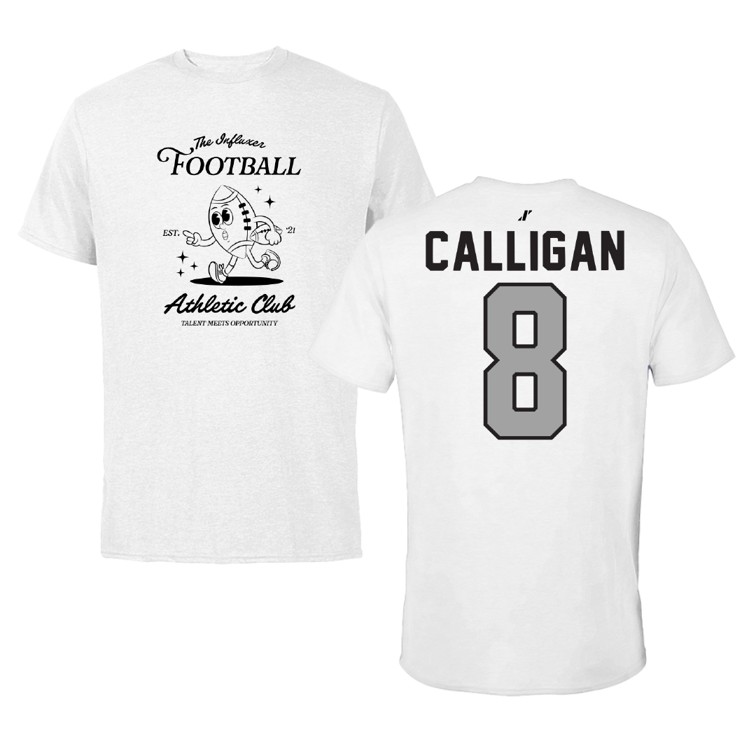 Football White Influxer Athletic Club Tee - #8 Keydrain Calligan