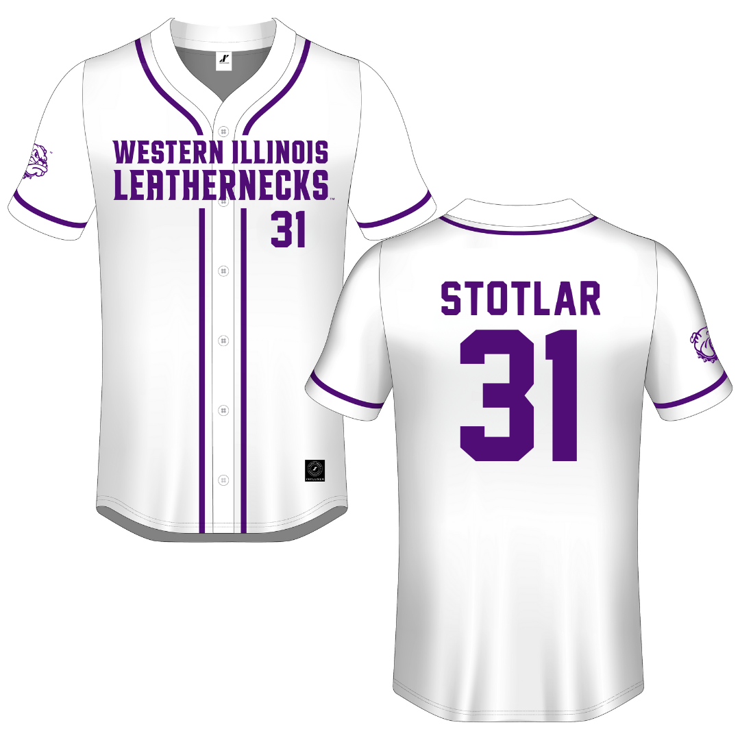 Western Illinois University White Button-Down Jersey - #31 Karsten Stotlar