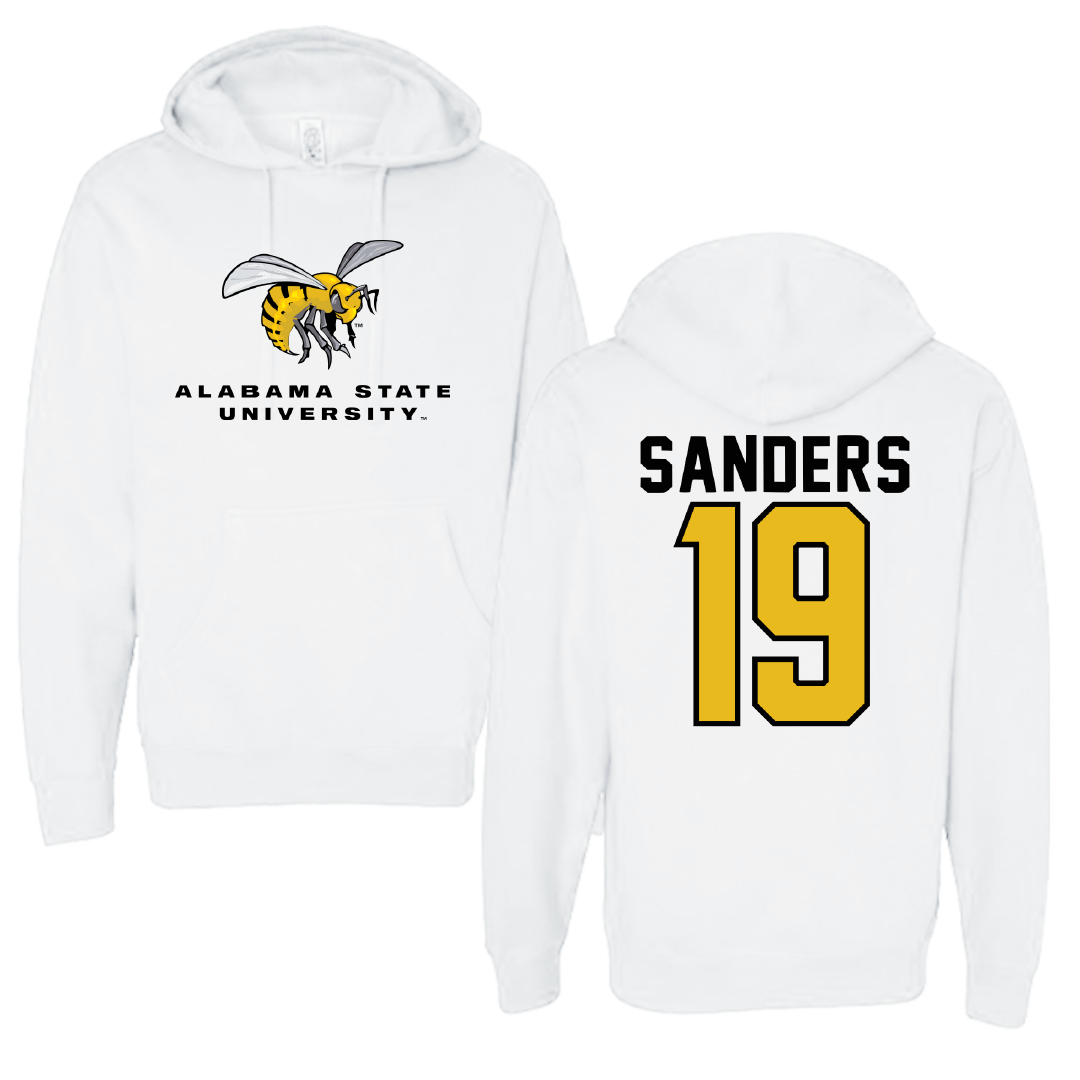 Alabama State University Baseball White Block Hoodie - #19 Caleb Sanders