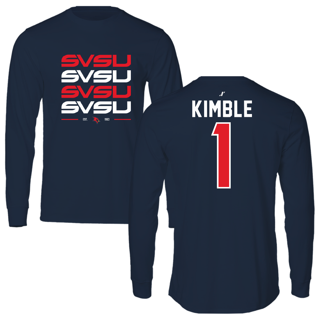 Saginaw Valley State University Softball Navy General Performance Long Sleeve - #1 Aalana Kimble