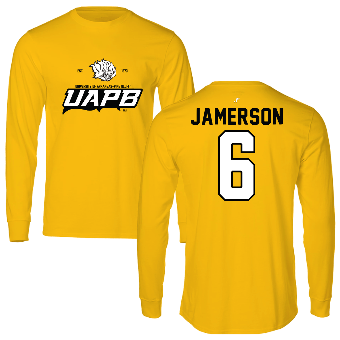 University of Arkansas-Pine Bluff Football Gold General Performance Long Sleeve - #6 Michael Jamerson