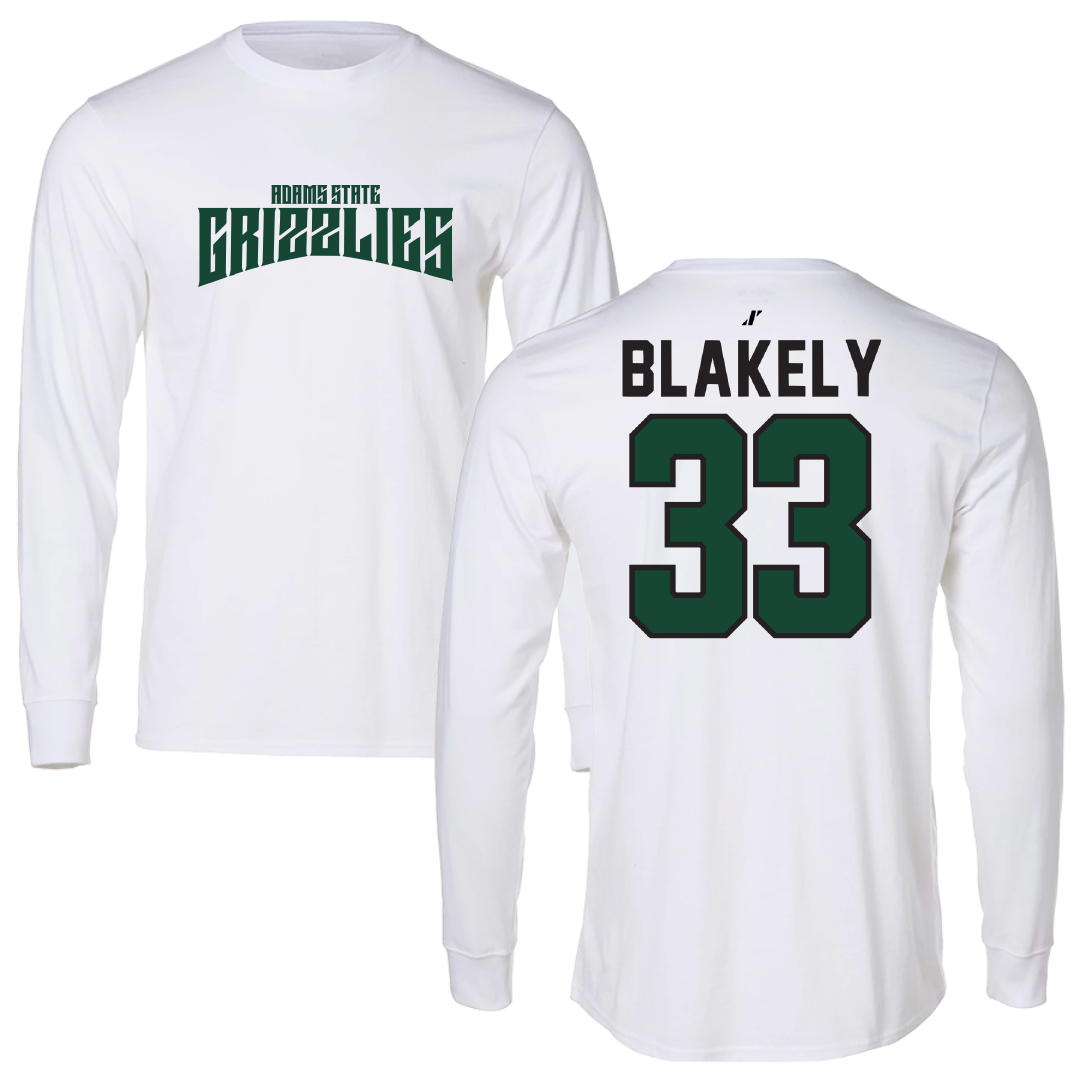 Adams State University Football White Classic Performance Long Sleeve - #33 Psyer Blakely