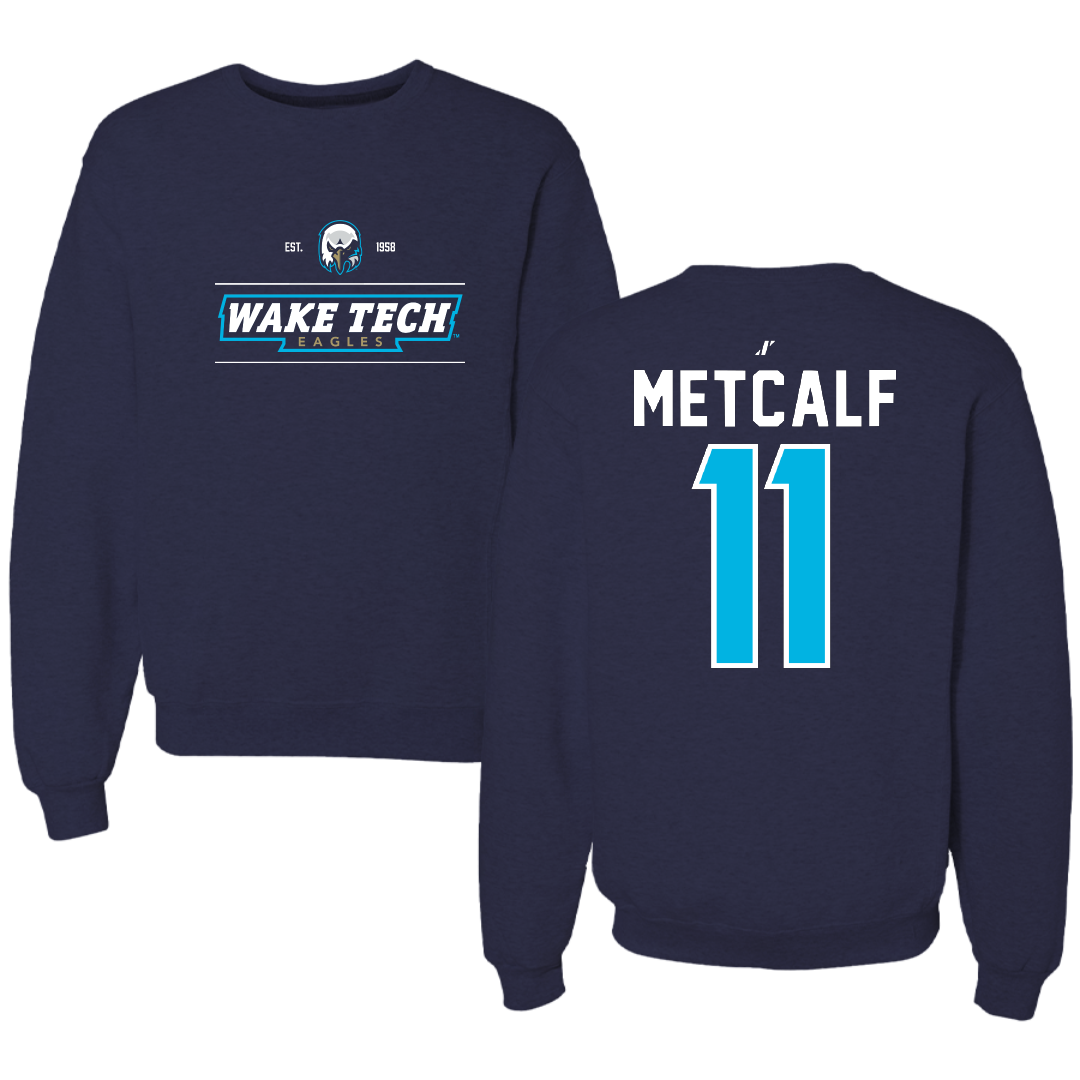 Wake Tech Community College Soccer Navy General Crewneck - #11 Daniel Metcalf